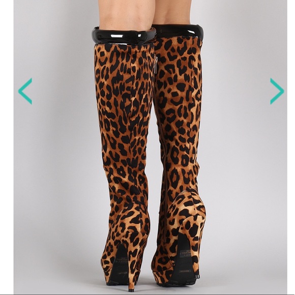Over the Knee Leopard Print Boots - Picture 2 of 7
